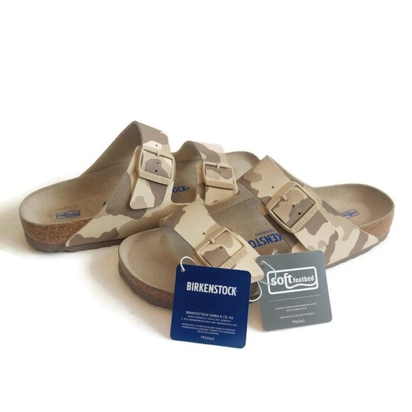 Birkenstock Mens Size 8 Arizona Birko-Flor Sandals Desert Soil Gray Taupe Camo